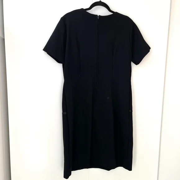 Vintage 1960s Black Wool Dress Mod Military Style Union Made in Canada approx 18 - Picture 11 of 14